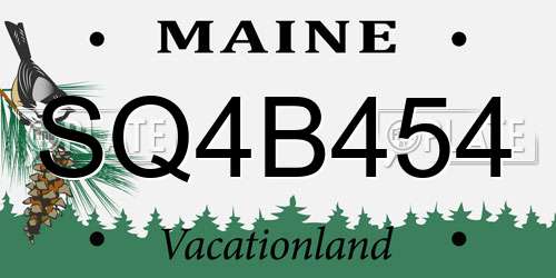 SQ4B454 Maine License Plate