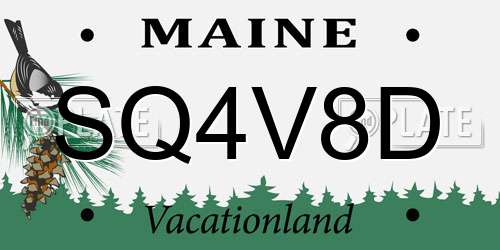 SQ4V8D Maine License Plate