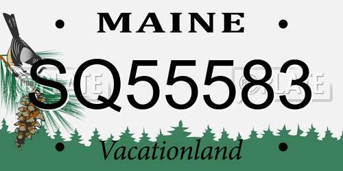 SQ55583 Maine License Plate