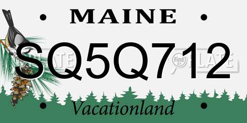 SQ5Q712 Maine License Plate