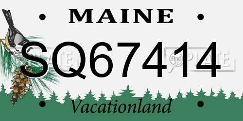 SQ67414 Maine License Plate
