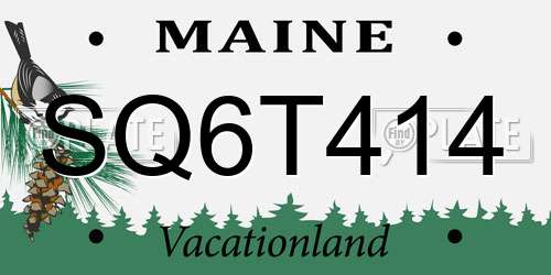SQ6T414 Maine License Plate