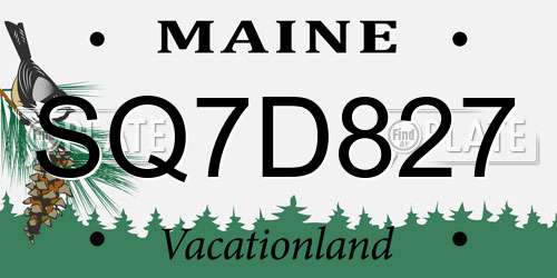 SQ7D827 Maine License Plate