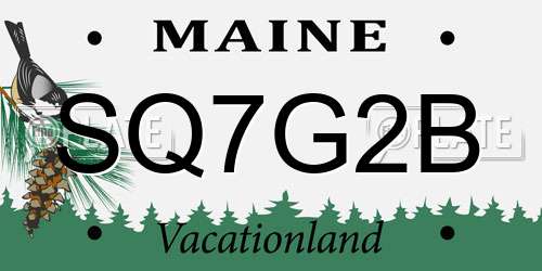 SQ7G2B Maine License Plate
