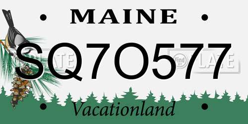 SQ7O577 Maine License Plate