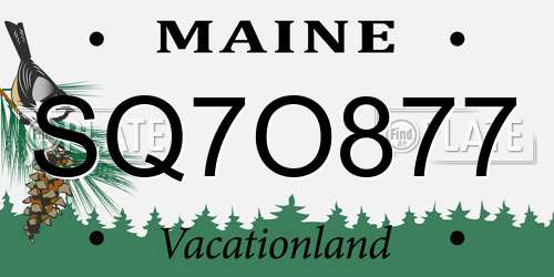 SQ7O877 Maine License Plate