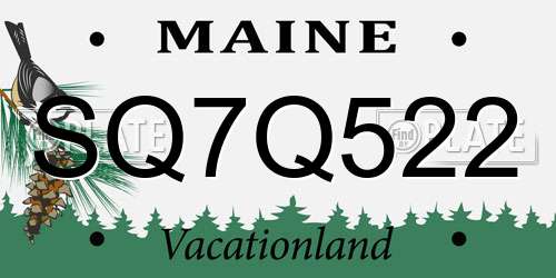 SQ7Q522 Maine License Plate