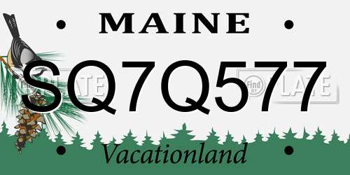 SQ7Q577 Maine License Plate
