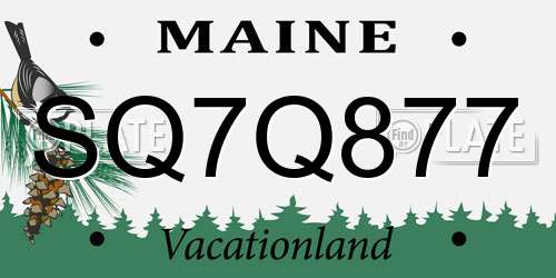 SQ7Q877 Maine License Plate