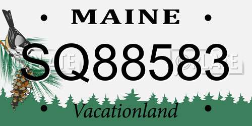 SQ88583 Maine License Plate