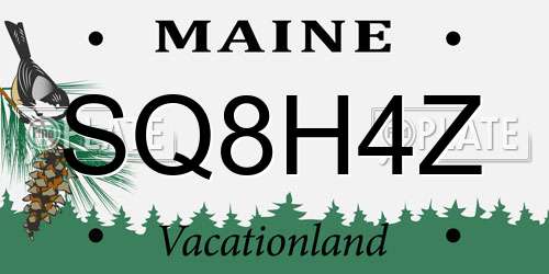 SQ8H4Z Maine License Plate
