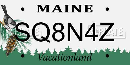SQ8N4Z Maine License Plate