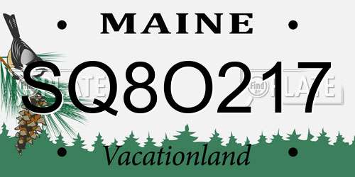SQ8O217 Maine License Plate