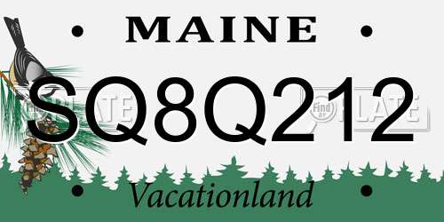 SQ8Q212 Maine License Plate