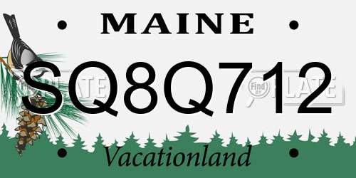 SQ8Q712 Maine License Plate
