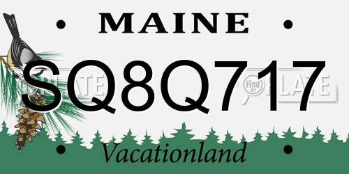 SQ8Q717 Maine License Plate