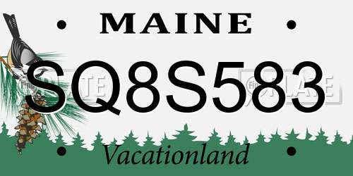SQ8S583 Maine License Plate