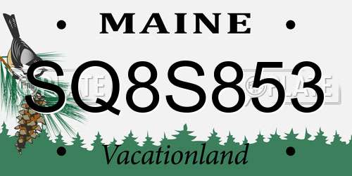 SQ8S853 Maine License Plate