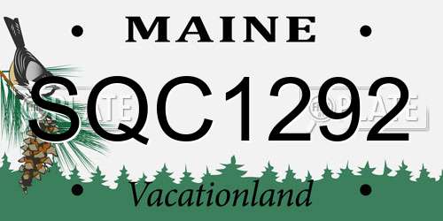 SQC1292 Maine License Plate