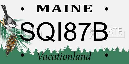 SQI87B Maine License Plate