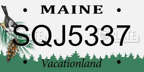 SQJ5337 Maine License Plate