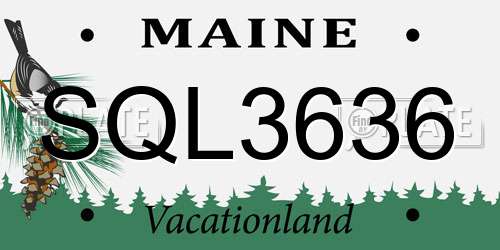 SQL3636 Maine License Plate