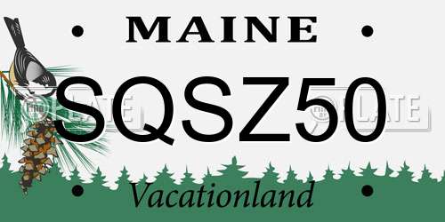 SQSZ50 Maine License Plate