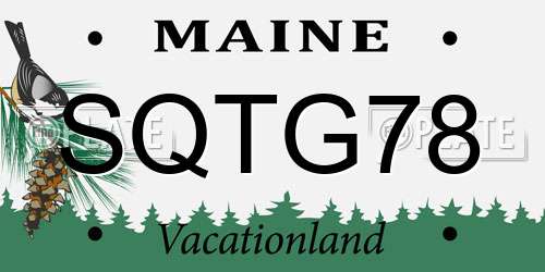 SQTG78 Maine License Plate