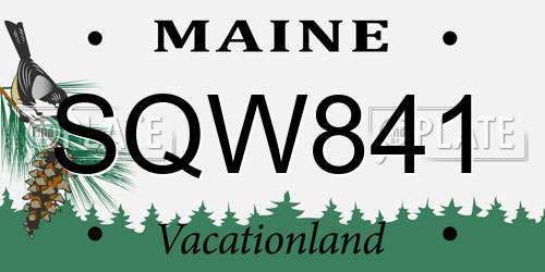 SQW841 Maine License Plate