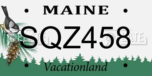 SQZ458 Maine License Plate