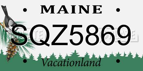 SQZ5869 Maine License Plate