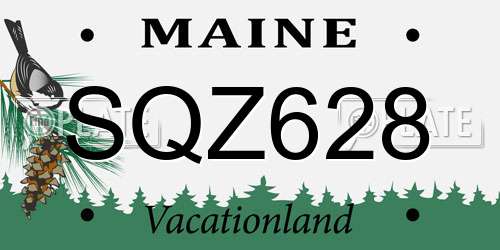 SQZ628 Maine License Plate