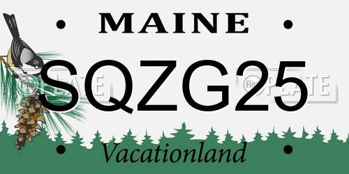 SQZG25 Maine License Plate