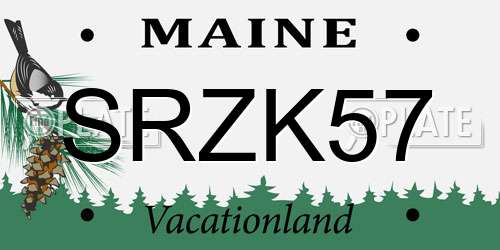 SRZK57 Maine License Plate