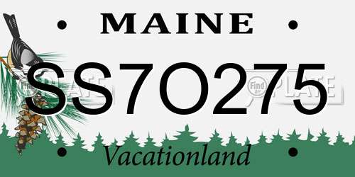 SS7O275 Maine License Plate