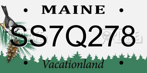 SS7Q278 Maine License Plate