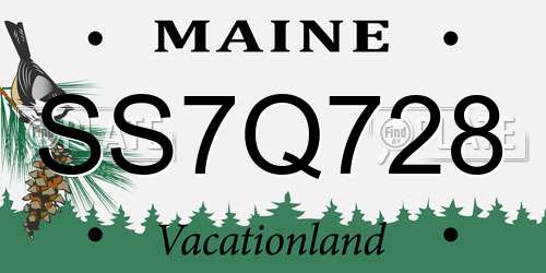 SS7Q728 Maine License Plate
