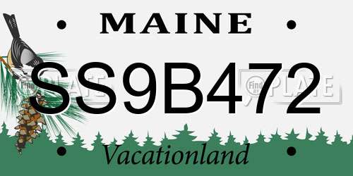 SS9B472 Maine License Plate