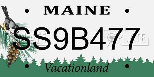 SS9B477 Maine License Plate