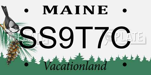 SS9T7C Maine License Plate