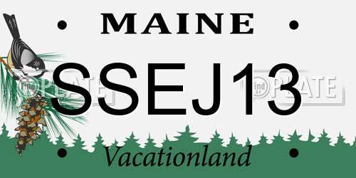 SSEJ13 Maine License Plate