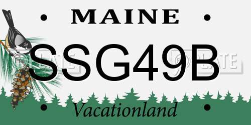 SSG49B Maine License Plate