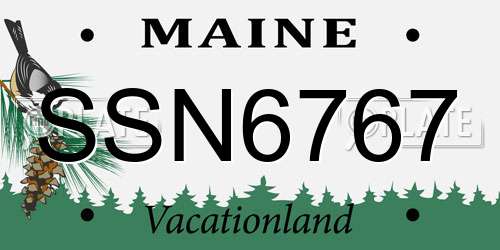 SSN6767 Maine License Plate