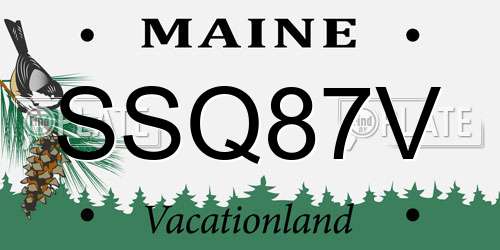 SSQ87V Maine License Plate