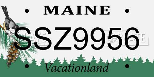 SSZ9956 Maine License Plate