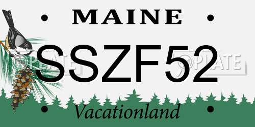 SSZF52 Maine License Plate