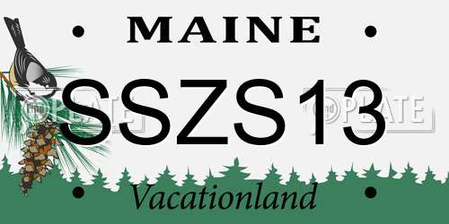 SSZS13 Maine License Plate