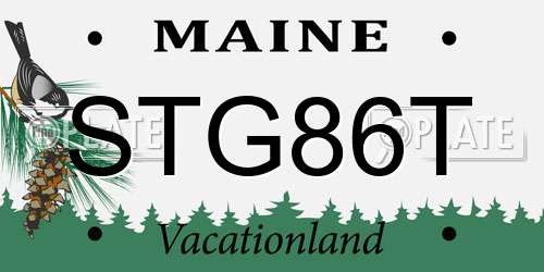 STG86T Maine License Plate