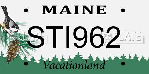 STI962 Maine License Plate
