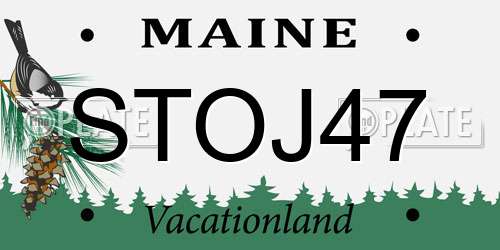 STOJ47 Maine License Plate